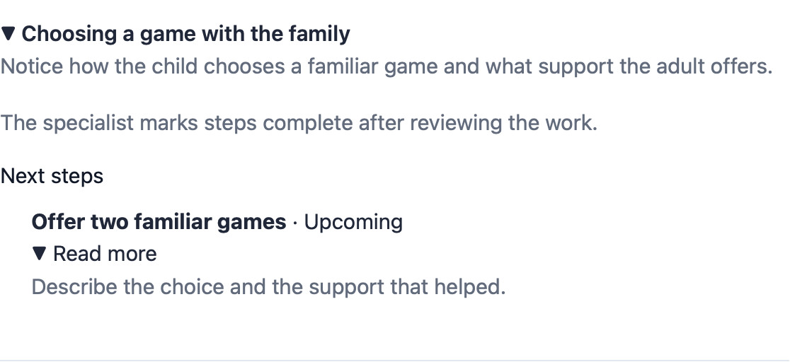 Real English Cadenivo family view with a fictional play goal and an observation criterion