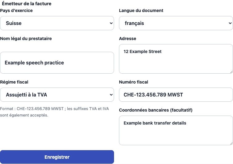 Véritable formulaire Cadenivo pour Suisse, en français avec des données synthétiques