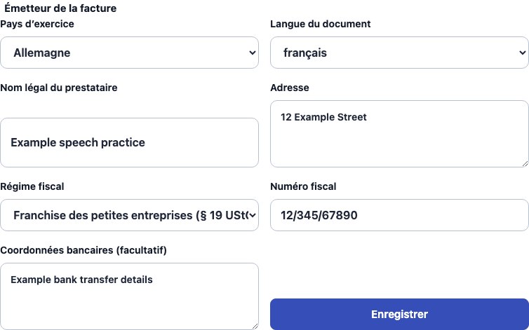Véritable formulaire Cadenivo pour Allemagne, en français avec des données synthétiques