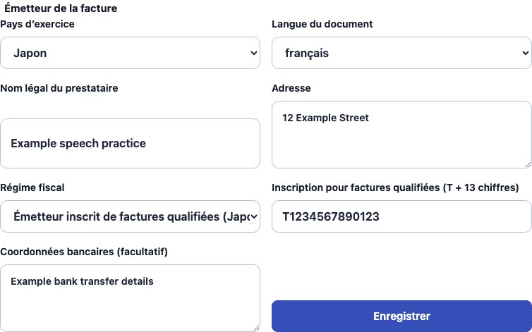 Véritable formulaire Cadenivo pour Japon, en français avec des données synthétiques