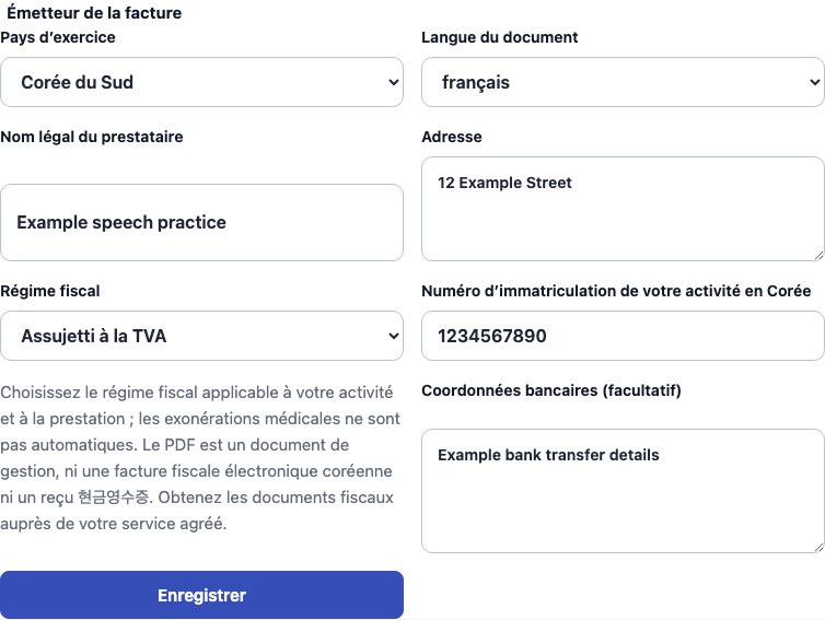 Véritable formulaire Cadenivo pour Corée du Sud, en français avec des données synthétiques